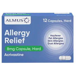 Almus Allergy Relief Acrivastine 8mg Capsules Pack of 12