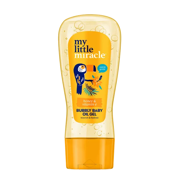 200ml bottle of my little miracle bubbly baby oil gel front view