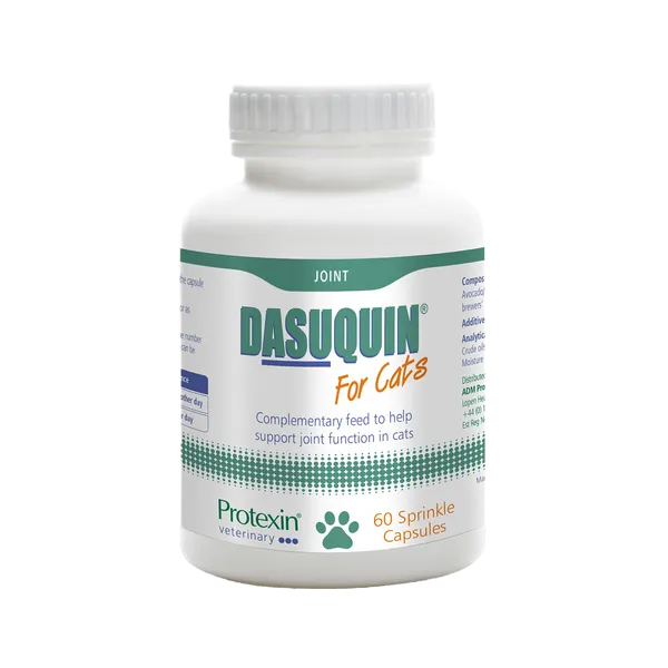 Bottle of 60 Dasuquin sprinkle capsules for cats front view