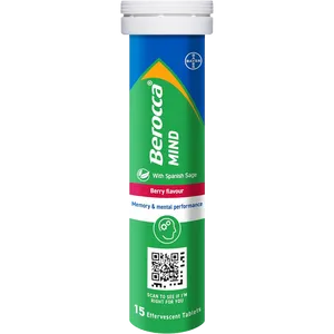 Tube of 15 Berocca Mind Berry tablets front view