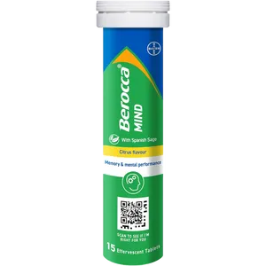 Tube of 15 Berocca Mind tablets front view
