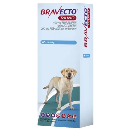 Bravecto TriUNO Chewable Tablet 400mg >20.0 – 40.0kg