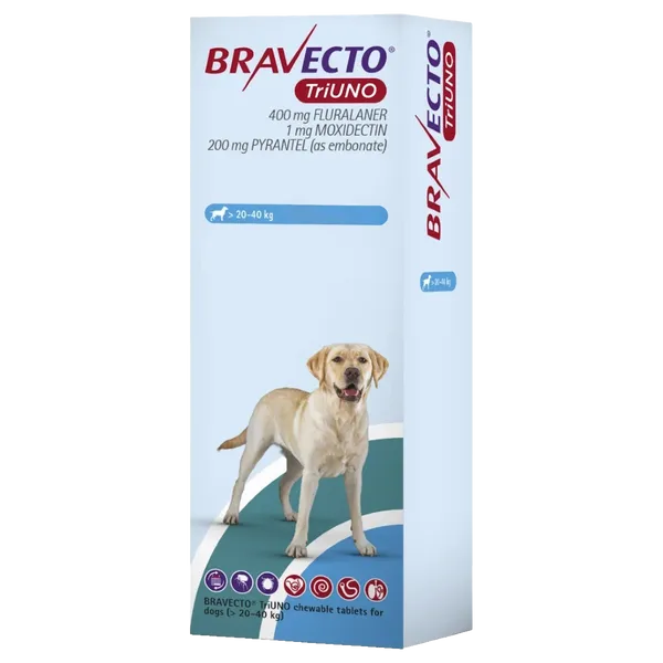 Bravecto TriUNO Chewable Tablet 400mg >20.0 – 40.0kg
