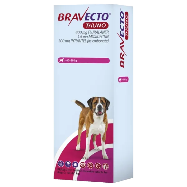 Bravecto TriUNO Chewable Tablet 600mg >40.0 – 60.0kg