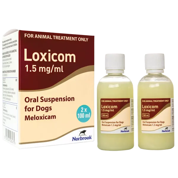 Loxicom Oral Suspension for Dogs 1.5mg/ml 100ml Dual Pack