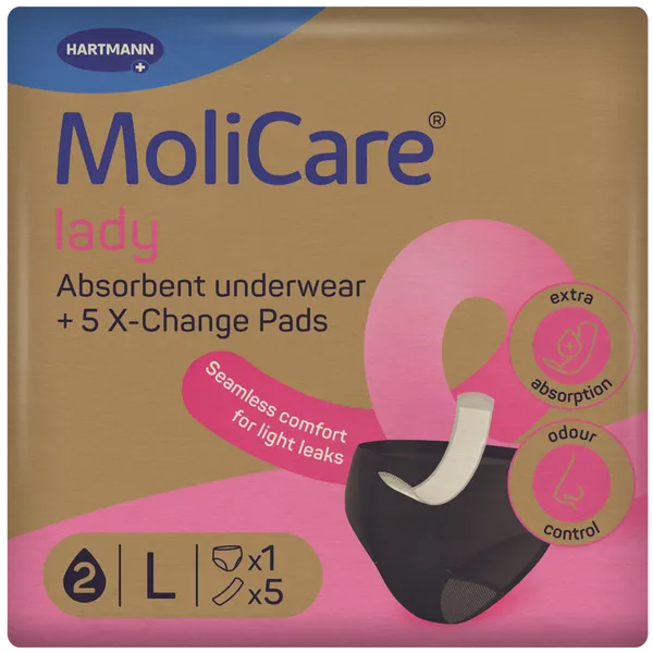 MoliCare Lady Absorbent Underwear + 5 X-Change Pads Large