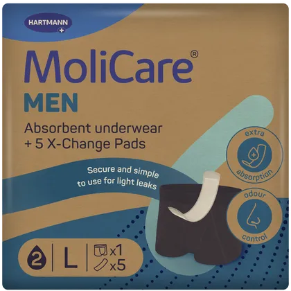 MoliCare Men Absorbent Underwear + 5 X-Change Pads Large