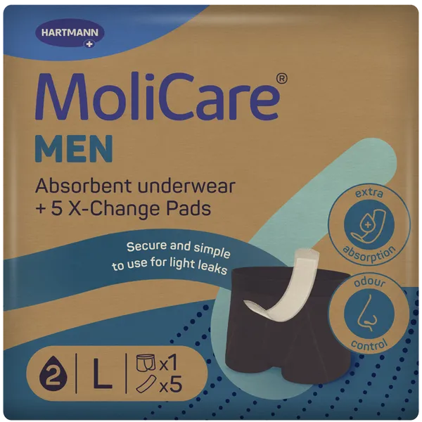 MoliCare Men Absorbent Underwear + 5 X-Change Pads Large