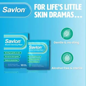 Savlon Wound Cleansing Wipes Plastic Free Pack of 10