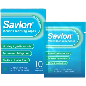 Savlon Wound Cleansing Wipes Plastic Free Pack of 10