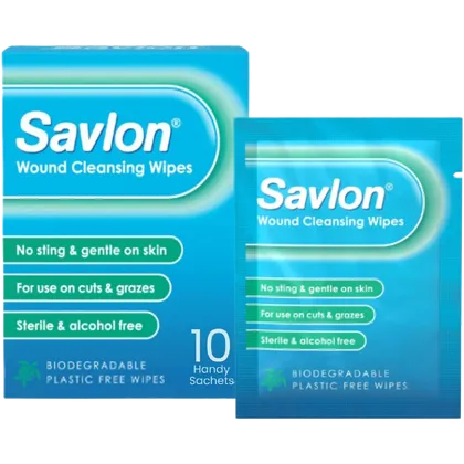 Savlon Wound Cleansing Wipes Plastic Free Pack of 10