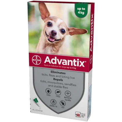 Advantix Spot-On Solution for Small Dogs (≤4kg) Pipettes Pack of 4