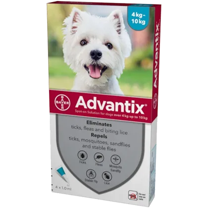 Advantix Spot-On Solution for Medium Dogs (4-10kg) Pipettes Pack of 4