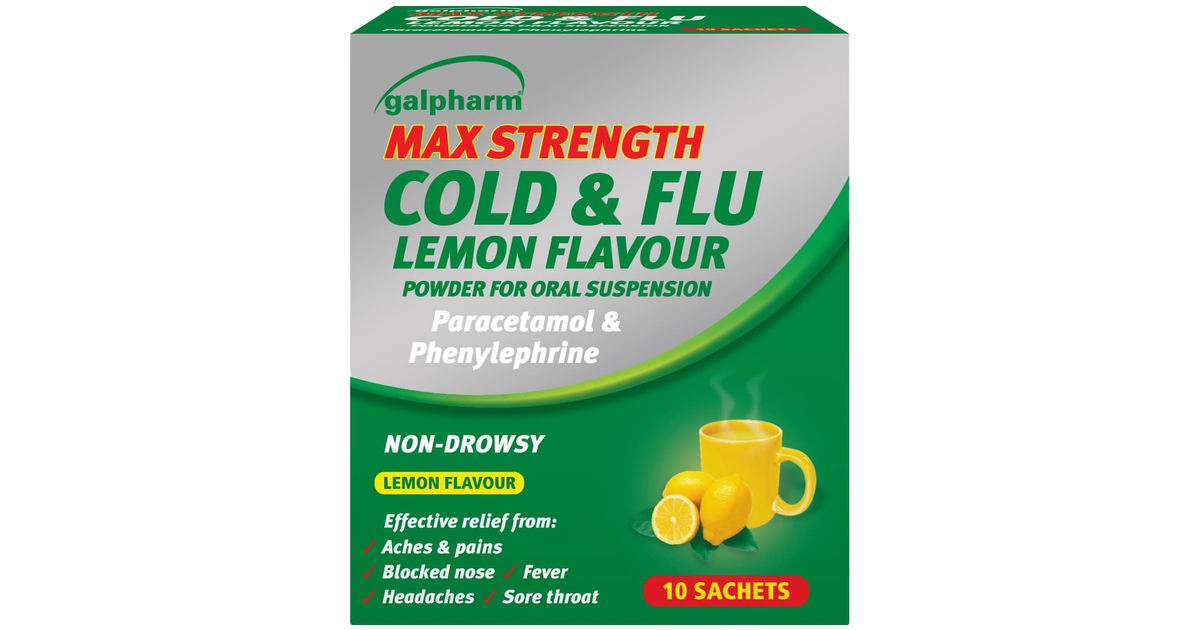 Max Strength Cold & Flu Relief | Lemon Sachets 10 Pack
