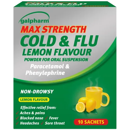 Max Strength Cold & Flu Sachets Lemon Pack of 10