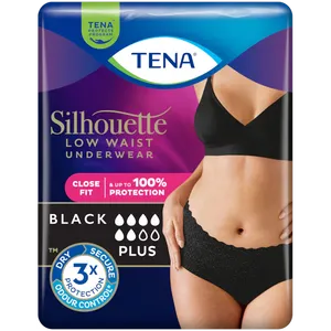 TENA Silhouette Low Waist Black Lady Pants Plus Large Pack of 10