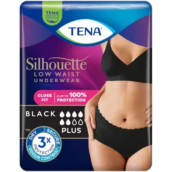 TENA Silhouette Low Waist Black Lady Pants Plus Medium Pack of 12