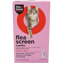 Pet Shield Flea Screen Combo Spot-On Flea & Tick Treatment for Cats Pack of 3