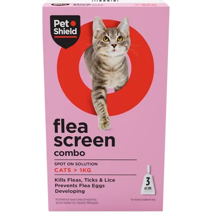 Pet Shield Flea Screen Combo Spot-On Flea & Tick Treatment for Cats Pack of 3