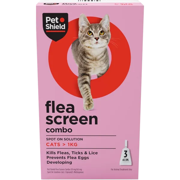 Pet Shield Flea Screen Combo Spot-On Flea & Tick Treatment for Cats Pack of 3