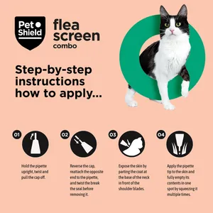 Pet Shield Flea Screen Combo Spot-On Flea & Tick Treatment for Cats Pack of 6