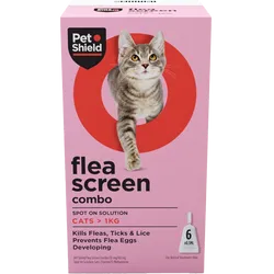 Pet Shield Flea Screen Combo Spot-On Flea & Tick Treatment for Cats Pack of 6