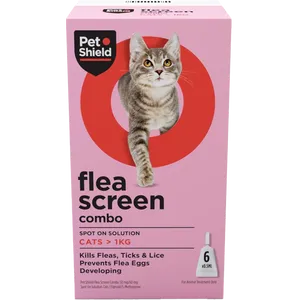 Pet Shield Flea Screen Combo Spot-On Flea & Tick Treatment for Cats Pack of 6