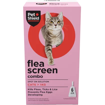 Pet Shield Flea Screen Combo Spot-On Flea & Tick Treatment for Cats Pack of 6