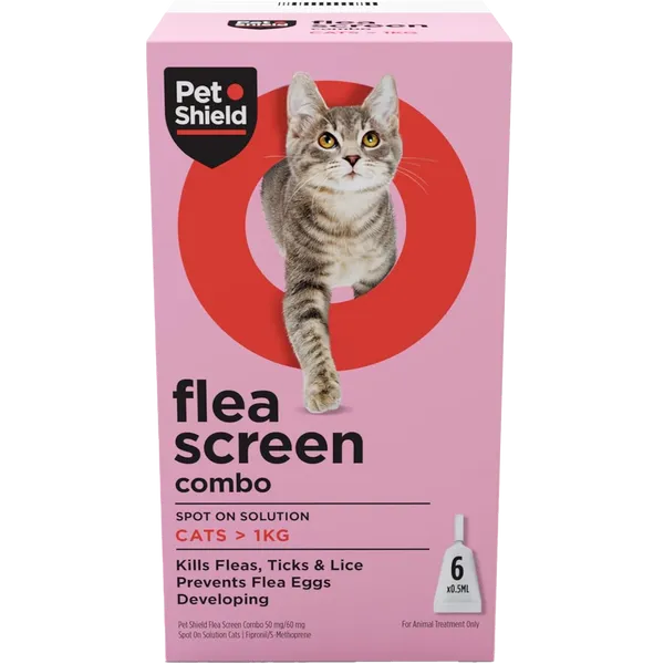 Pet Shield Flea Screen Combo Spot-On Flea & Tick Treatment for Cats Pack of 6