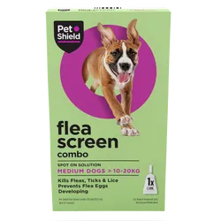 Pet Shield Flea Screen Combo Spot-On Flea & Tick Treatment for Medium Dogs 10 - 20 kg Pack of 1
