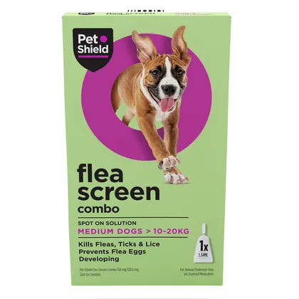 Pet Shield Flea Screen Combo Spot-On Flea & Tick Treatment for Medium Dogs 10 - 20 kg Pack of 1