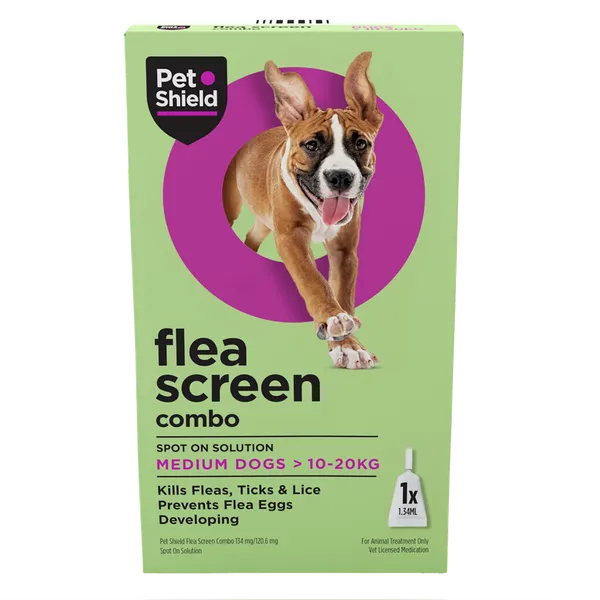 Pet Shield Flea Screen Combo Spot-On Flea & Tick Treatment for Medium Dogs 10 - 20 kg Pack of 1
