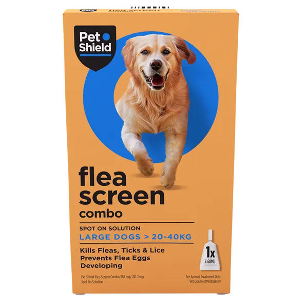 Pet Shield Flea Screen Combo Spot-On Flea & Tick Treatment for Large Dogs 20 - 40 kg Pack of 1