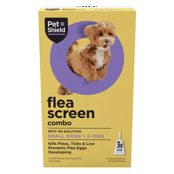 Pet Shield Flea Screen Combo Spot-On Flea & Tick Treatment for Small Dogs 2 - 10 kg Pack of 3