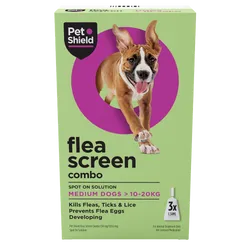 Pet Shield Flea Screen Combo Spot-On Flea & Tick Treatment for Medium Dogs 10 - 20 kg Pack of 3