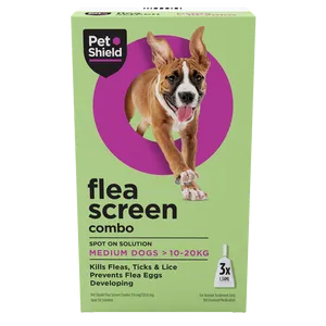 Pet Shield Flea Screen Combo Spot-On Flea & Tick Treatment for Medium Dogs 10 - 20 kg Pack of 3