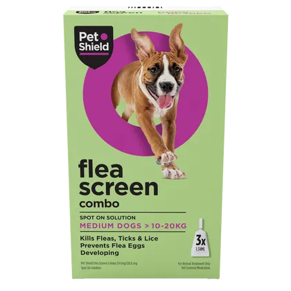 Pet Shield Flea Screen Combo Spot-On Flea & Tick Treatment for Medium Dogs 10 - 20 kg Pack of 3