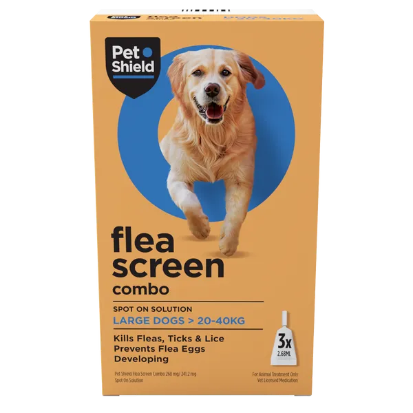 Pet Shield Flea Screen Combo Spot-On Flea & Tick Treatment for Large Dogs 20 - 40 kg Pack of 3