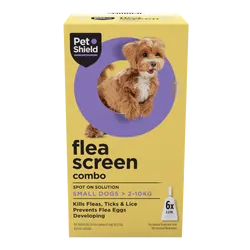 Pet Shield Flea Screen Combo Spot-On Flea & Tick Treatment for Small Dogs 2 - 10 kg Pack of 6