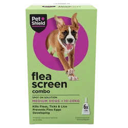 Pet Shield Flea Screen Combo Spot-On Flea & Tick Treatment for Medium Dogs 10 - 20 kg Pack of 6