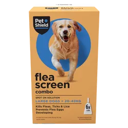 Pet Shield Flea Screen Combo Spot-On Flea & Tick Treatment for Large Dogs 20 - 40 kg Pack of 6