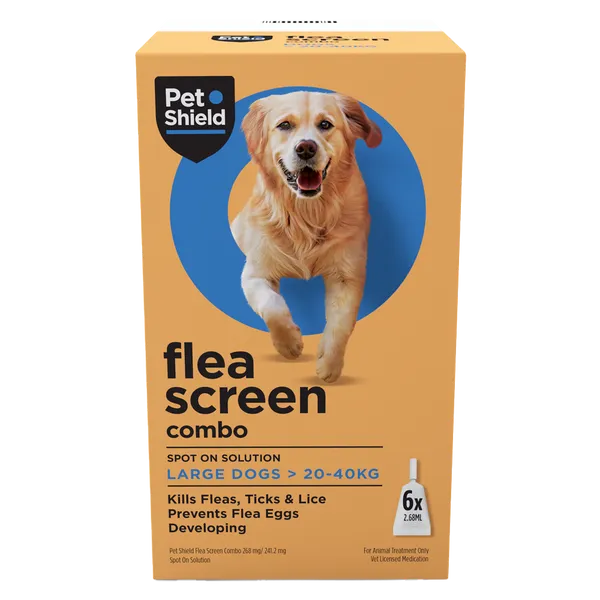 Pet Shield Flea Screen Combo Spot-On Flea & Tick Treatment for Large Dogs 20 - 40 kg Pack of 6