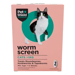 Pet Shield Worm Screen Worm Treatment for Cats Pack of 2