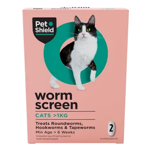 Pet Shield Worm Screen Worm Treatment for Cats Pack of 2