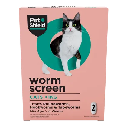 Pet Shield Worm Screen Worm Tablets for Cats Pack of 2