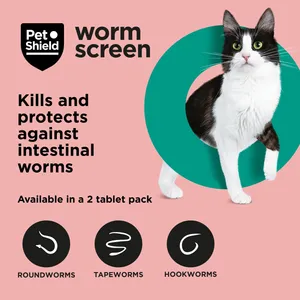 Pet Shield Worm Screen Worm Treatment for Cats Pack of 2