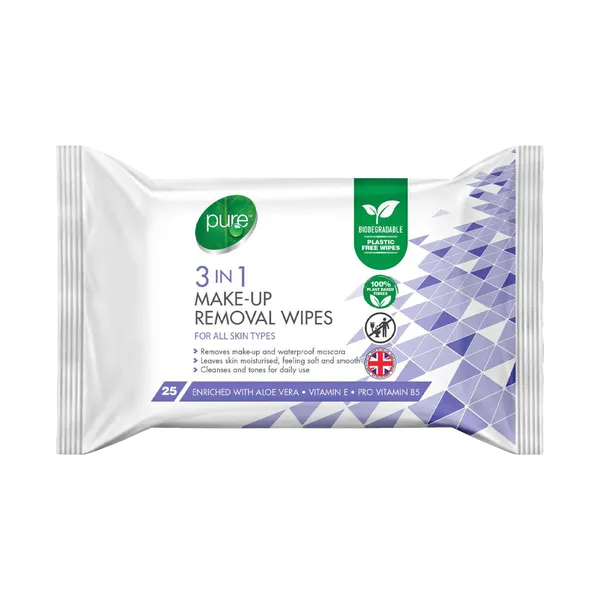 Pure 3-in-1 Make-Up Removal Wipes Pack of 25