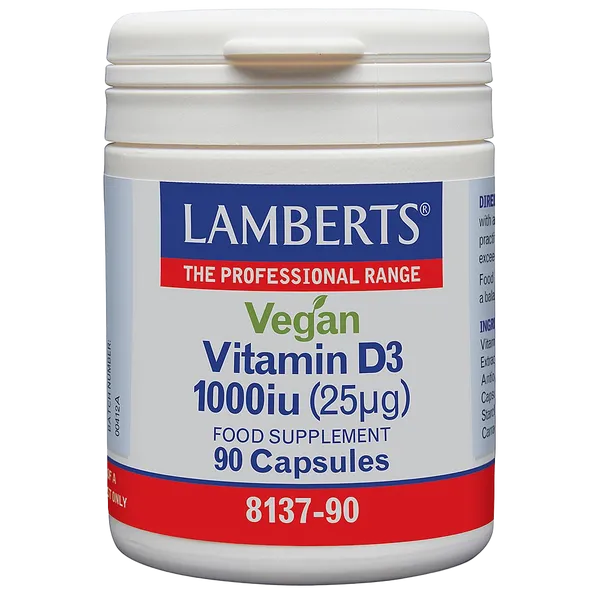 Lamberts Vegan Vitamin D3 1000iu Capsules Pack of 90