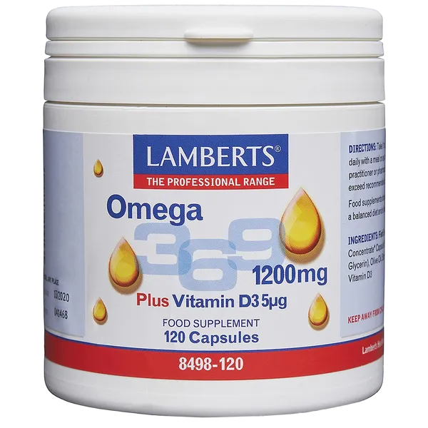 Lamberts Omega 3, 6 & 9 1200mg with Vitamin D3 Capsules Pack of 120