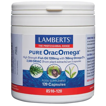 Lamberts OracOmega High Strength Fish Oil 1200mg with Plant Antioxidants Capsules Pack of 120